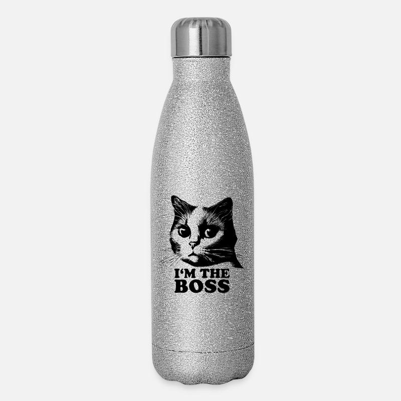 Chat - Gourde isotherme pailletée 500 ml - paillettes argentées