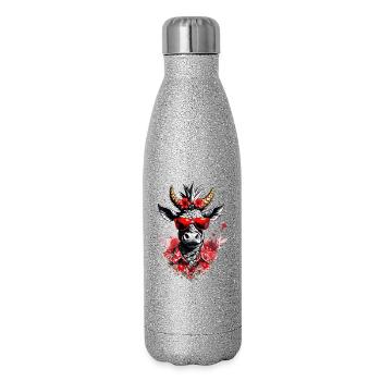 Festayre, féria et taureau fun, pour faire la fête - Gourde isotherme pailletée 500 ml - paillettes argentées - Droite