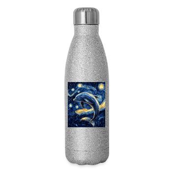 Delfin Style Van Gogh Étoilé - Gourde isotherme pailletée 500 ml - paillettes argentées - Droite