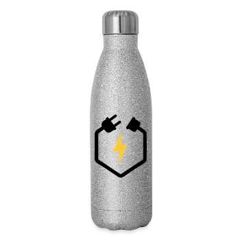 Electrician Plug Power Lightning Logo - Glitter Thermal Bottle 500 ml - silver glitter - Right