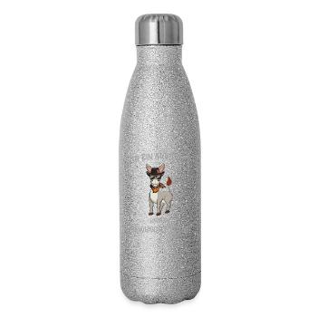 Esel, Ich bin nicht STUR sondern Meinungsresistent - Glitzer Isolierflasche 500 ml - Silber Glitzer - Rechts