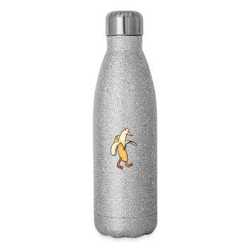 Goose funny pictures goose my humor goose banana - Glitter Thermal Bottle 500 ml - silver glitter - Right