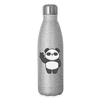 Motif Panda with Peace Sign Comic - Glitter Thermal Bottle 500 ml - silver glitter - Right