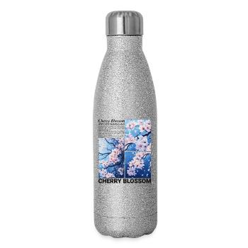 Cherry Blossom Flower Sakura Spring Nature Gift - Glitter Thermal Bottle 500 ml - silver glitter - Right