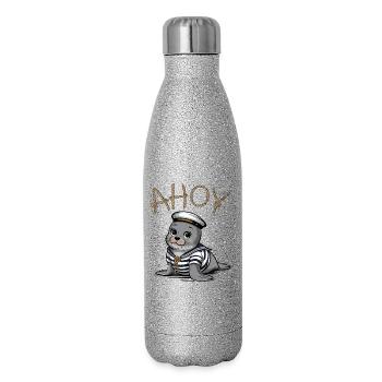 Sceau en vêtements de marin Ahoy - Gourde isotherme pailletée 500 ml - paillettes argentées - Droite