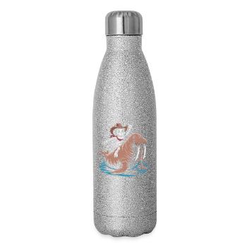 Skelettcowboy auf Walross - Glitzer Isolierflasche 500 ml - Silber Glitzer - Rechts