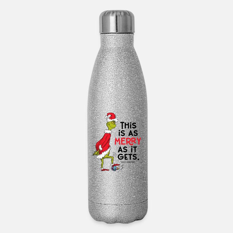 Le Grinch Aussi Joyeux Que Possible Saying - Gourde isotherme pailletée 500 ml - paillettes argentées