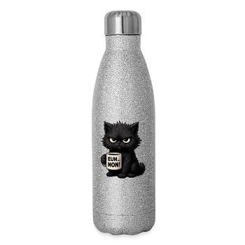 Chat Grognon Drôle Uh Nope Humour Introverti Noir - Glitzer Isolierflasche 500 ml - Silber Glitzer - Rechts