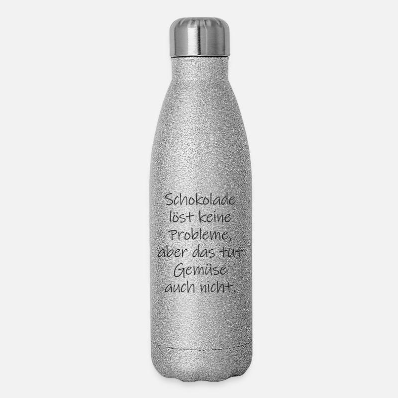 Chocolate doesn't solve any problems funny saying - Glitter Thermal Bottle 500 ml - silver glitter