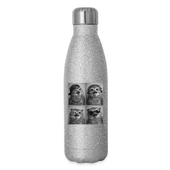 Eule - Glitzer Isolierflasche 500 ml - Silber Glitzer - Rechts