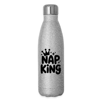 Nap King: königliche Ruhe - Glitzer Isolierflasche 500 ml - Silber Glitzer - Rechts