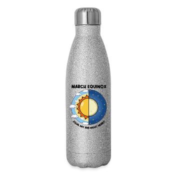 March Equinox Equal Day And Night Spring Equinox - Glitter Thermal Bottle 500 ml - silver glitter - Right