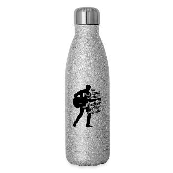 Gitarre - Musiker berührt die Seele Gitarrist - Glitzer Isolierflasche 500 ml - Silber Glitzer - Rechts