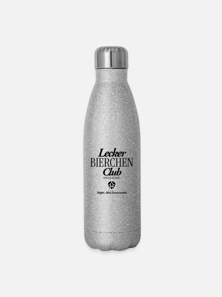 Lecker Bierchen Club - Glitzer Isolierflasche 500 ml - Silber Glitzer