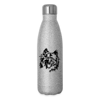 Tête de loup - Gourde isotherme pailletée 500 ml - paillettes argentées - Droite