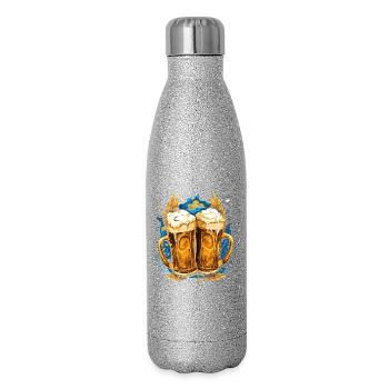 Beer, Beer mug with head of foam, Golden beer mugs - Glitter Thermal Bottle 500 ml - silver glitter - Right