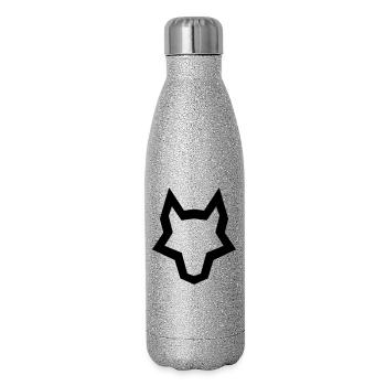 LOGO des Wolfes - Glitzer Isolierflasche 500 ml - Silber Glitzer - Rechts