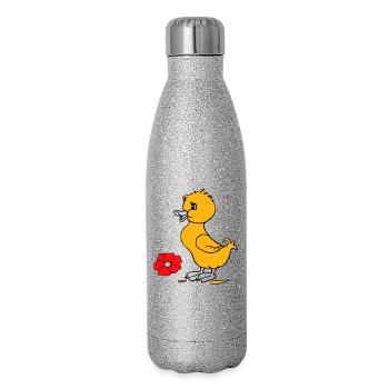 Poussins de Pâques Joyeuses Pâques - Gourde isotherme pailletée 500 ml - paillettes argentées - Droite