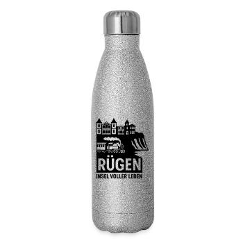 Rügen Insel voller Leben - Glitzer Isolierflasche 500 ml - Silber Glitzer - Rechts