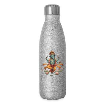 Ganesha im Lotusfluss - Glitzer Isolierflasche 500 ml - Silber Glitzer - Rechts
