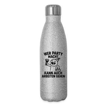Party Celebration Work Ethic Clever Saying - Glitter Thermal Bottle 500 ml - silver glitter - Right