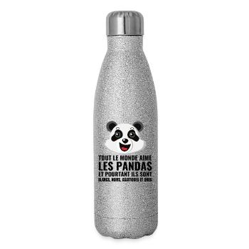 panda, diversity, love - Glitter Thermal Bottle 500 ml - silver glitter - Right