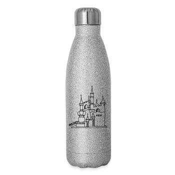Schloss - Glitzer Isolierflasche 500 ml - Silber Glitzer - Rechts