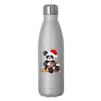 sugar-sweet little panda for Christmas - Glitter Thermal Bottle 500 ml - silver glitter - Right