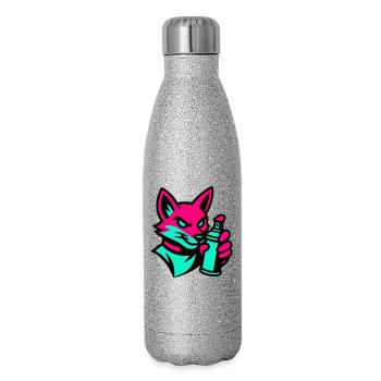 Graffiti Renard - Gourde isotherme pailletée 500 ml - paillettes argentées - Droite