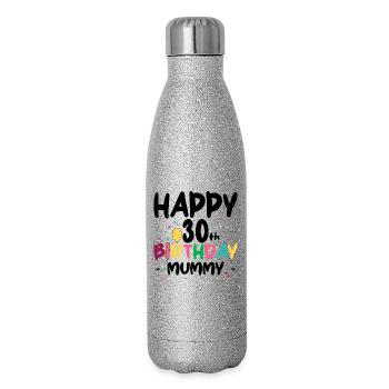 Geburtstags-Burst-Briefe - Glitzer Isolierflasche 500 ml - Silber Glitzer - Rechts