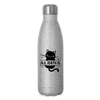 t-shirt Albina t-shirt chat cadeau idée chat chat - Gourde isotherme pailletée 500 ml - paillettes argentées - Droite