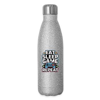 Jeu Manger et Dormer : Répéter - Gourde isotherme pailletée 500 ml - paillettes argentées - Droite