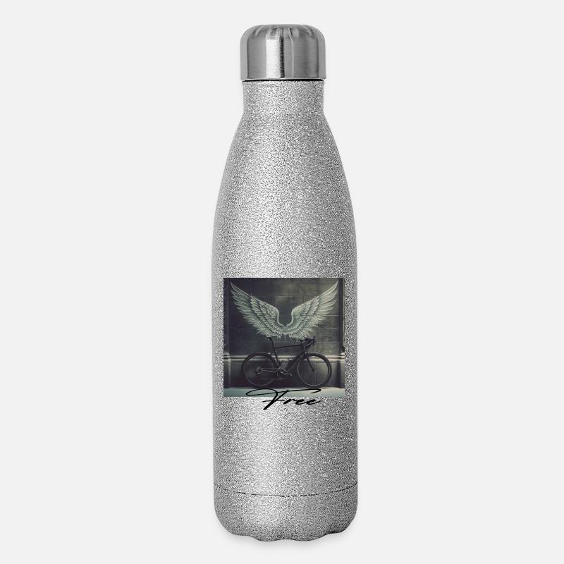 Fahrrad - Glitzer Isolierflasche 500 ml - Silber Glitzer