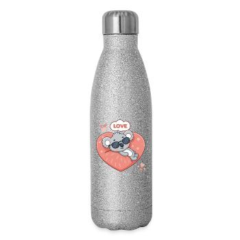 Koala Love Allongé Sur Cœur Rose - Gourde isotherme pailletée 500 ml - paillettes argentées - Droite