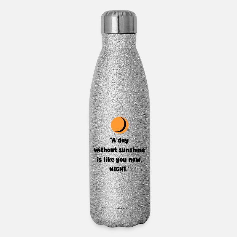 Orangene Mond-Silhouette - Glitzer Isolierflasche 500 ml - Silber Glitzer