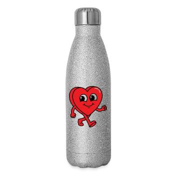 Walking Heart - Glitter Thermal Bottle 500 ml - silver glitter - Right
