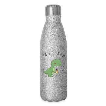 Drôle de thé T-Rex - Gourde isotherme pailletée 500 ml - paillettes argentées - Droite