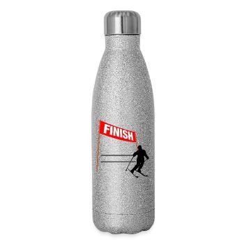 Ski-Finish Custom - Glitzer Isolierflasche 500 ml - Silber Glitzer - Rechts
