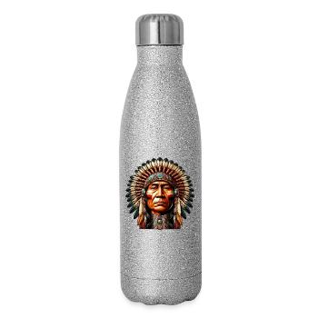 Amérindien Peau rouge d’Amérique - Gourde isotherme pailletée 500 ml - paillettes argentées - Droite