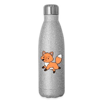 Fuchs Füchse - Glitzer Isolierflasche 500 ml - Silber Glitzer - Rechts