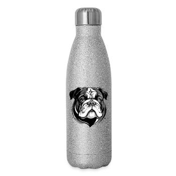 Bulldogge - Glitzer Isolierflasche 500 ml - Silber Glitzer - Rechts