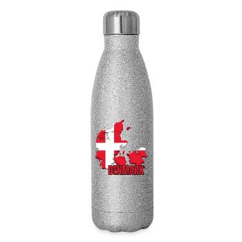 Danish pride, flag of Denmark - Glitter Thermal Bottle 500 ml - silver glitter - Right
