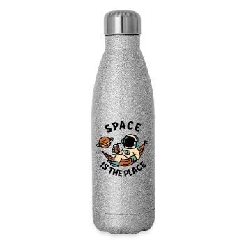 Explorer de l’espace astronaute design relaxant - Gourde isotherme pailletée 500 ml - paillettes argentées - Droite