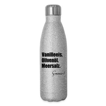 Vanilleeis Sommer Olivenöl - Glitzer Isolierflasche 500 ml - Silber Glitzer - Rechts