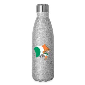 Ireland fan dog - Glitter Thermal Bottle 500 ml - silver glitter - Right