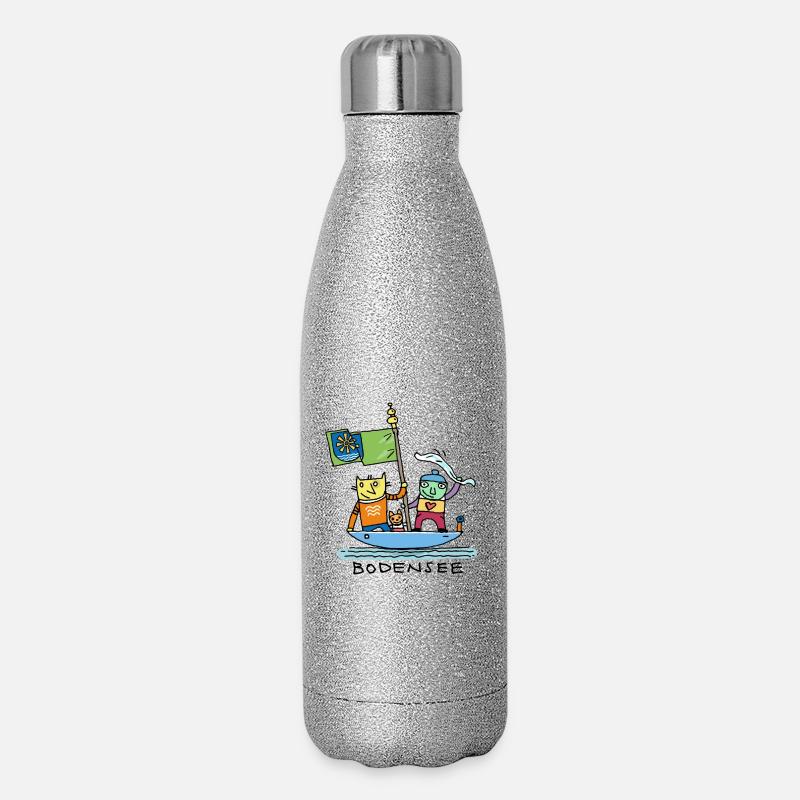 Farbiges Segelboot Fantasiehelden - Glitzer Isolierflasche 500 ml - Silber Glitzer