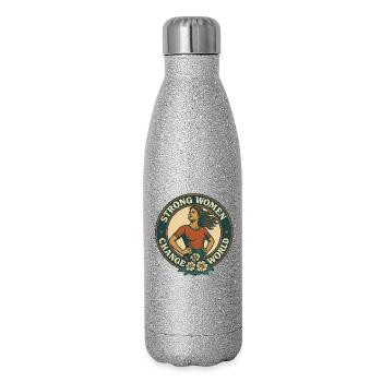 Starke Frauen verändern die Welt - Glitzer Isolierflasche 500 ml - Silber Glitzer - Rechts