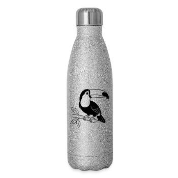 Toukan Bird - Gourde isotherme pailletée 500 ml - paillettes argentées - Droite