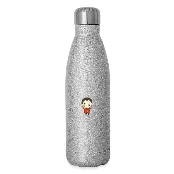 Dessin animé Vampire Dracula mignon – Conception d’Halloween - Gourde isotherme pailletée 500 ml - paillettes argentées - Droite