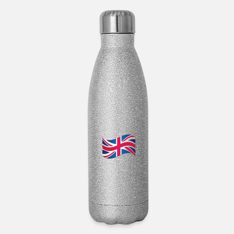 Illustration du drapeau de l’Union Jack - Gourde isotherme pailletée 500 ml - paillettes argentées